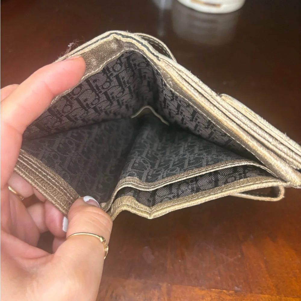 Dior champagne Gold Leather wallet